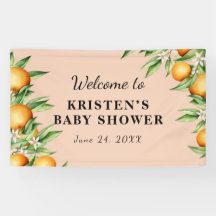 En liten Cutie Orange Färg Baby Shower-bakgrund