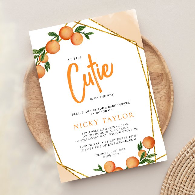 En liten Cutie Orange Ram Citrus Baby Shower Inbjudningar (Skapare uppladdad)