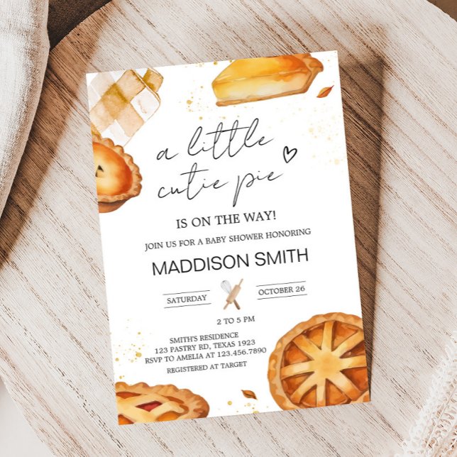 En liten Cutie Paj Baby Shower Inbjudningar (Minimalist Little Cutie Pie Baby Shower Invitation)