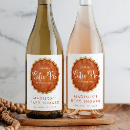 En liten Cutie Paj-blomma, babyskor Vinflaska Etikett