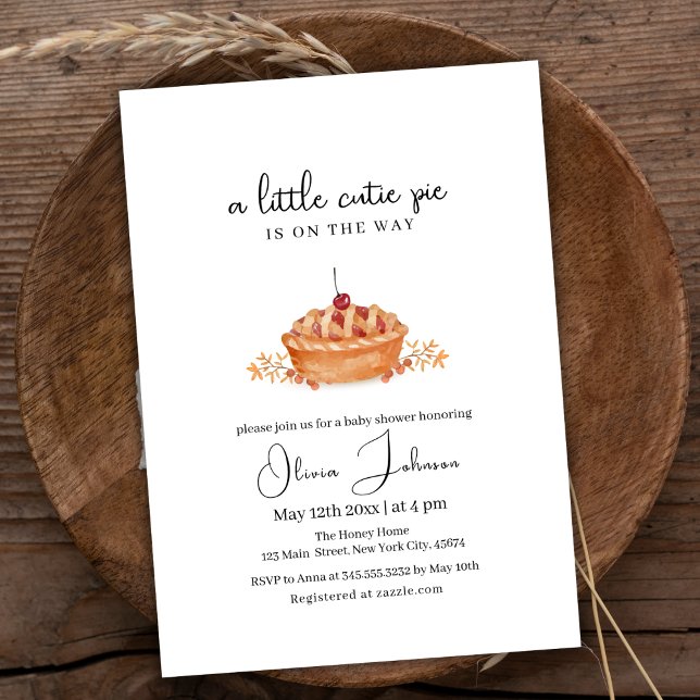 En liten Cutie Paj Cherry Fall Baby Shower Inbjudningar (A Little Cutie Pie Cherry Fall Baby Shower Invitation)