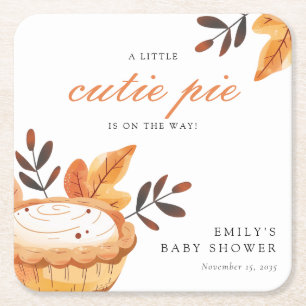 En liten Cutie Paj Fall Blommigt Baby Shower Underlägg Papper Kvadrat