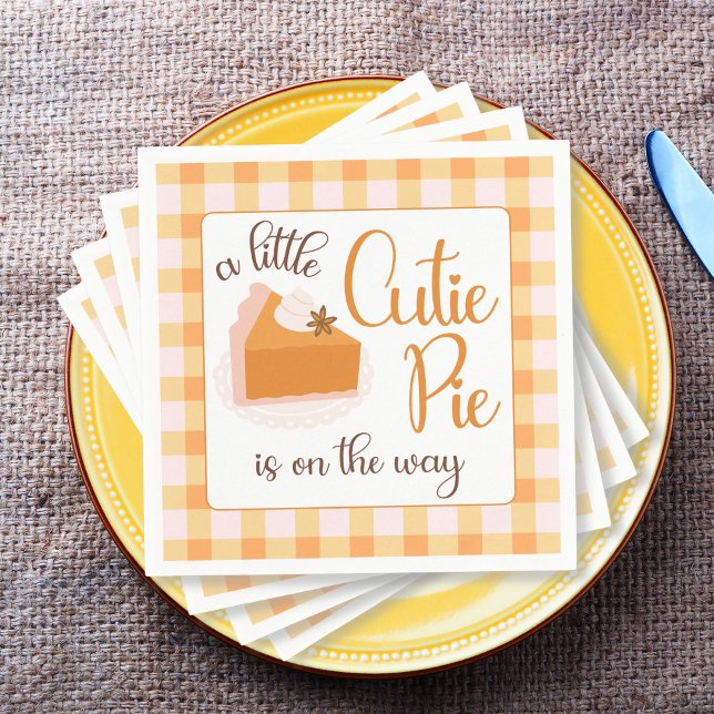 En liten Cutie Paj Gingham Fall Baby Shower Pappersservett (Cutie Pie Gingham Fall Baby Shower Napkins)