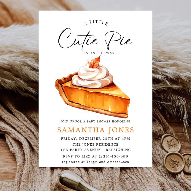 En liten Cutie Paj Pumpkin Fall Baby Shower Inbjudningar (Skapare uppladdad)