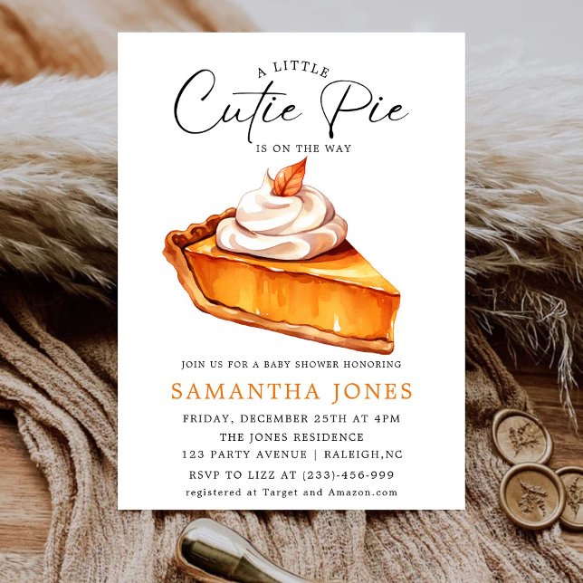 En liten Cutie Paj Pumpkin Fall Baby Shower Inbjudningar (Skapare uppladdad)