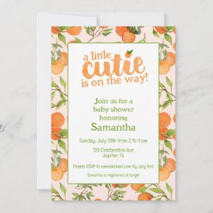En liten Cutie Peach Background Baby Shower Inbjudningar