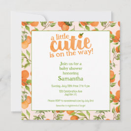 En liten Cutie Peach Background Square Baby Shower Inbjudningar
