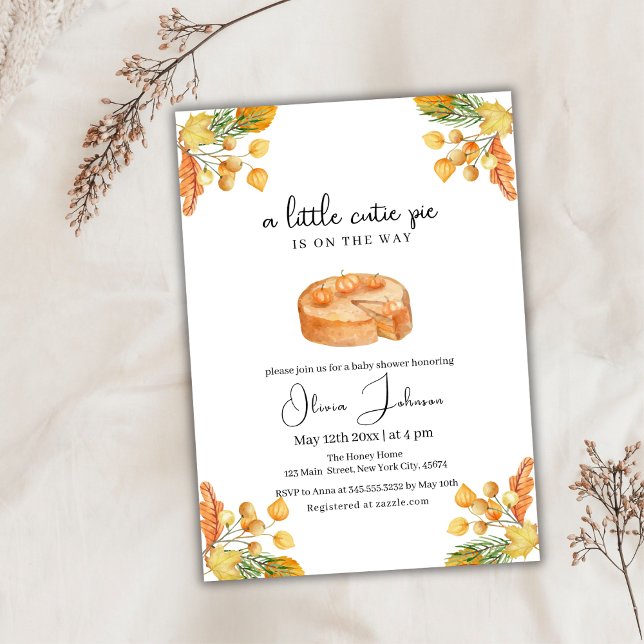 En liten Cutie Pumpkin Paj Fall Baby Shower Inbjudningar (A Little Cutie Pumpkin Pie Fall Baby Shower Invitation)