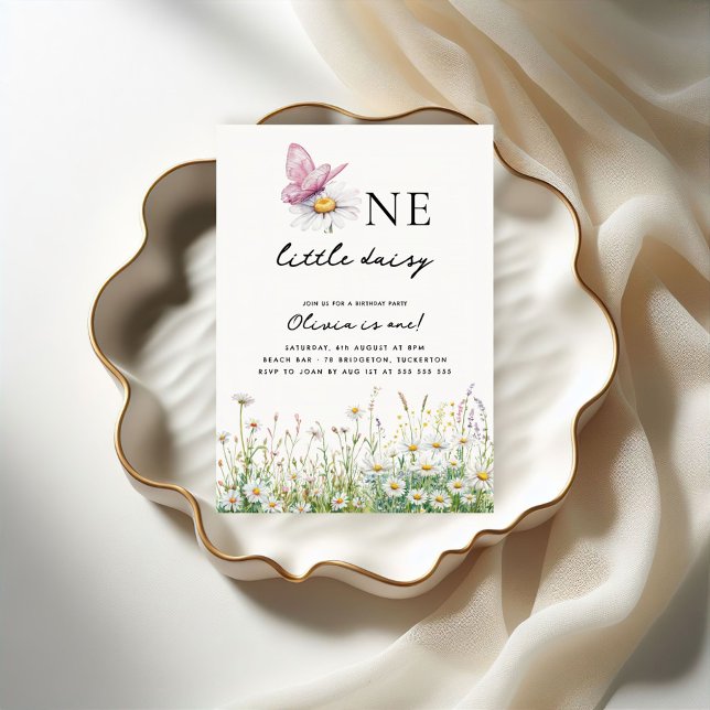 En liten Daisy 1:a födelsedag Inbjudningar (Skapare uppladdad)