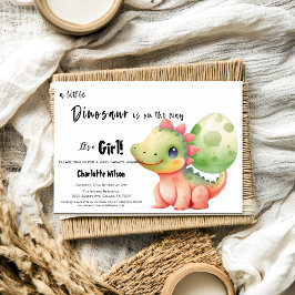 En liten dinosaurie är på väg Baby Shower Inbjudningar