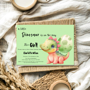 En liten dinosaurie är på väg Baby Shower Inbjudningar