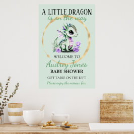En liten drake är på väg Baby Shower Poster