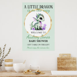 En liten drake är på väg Baby Shower Poster