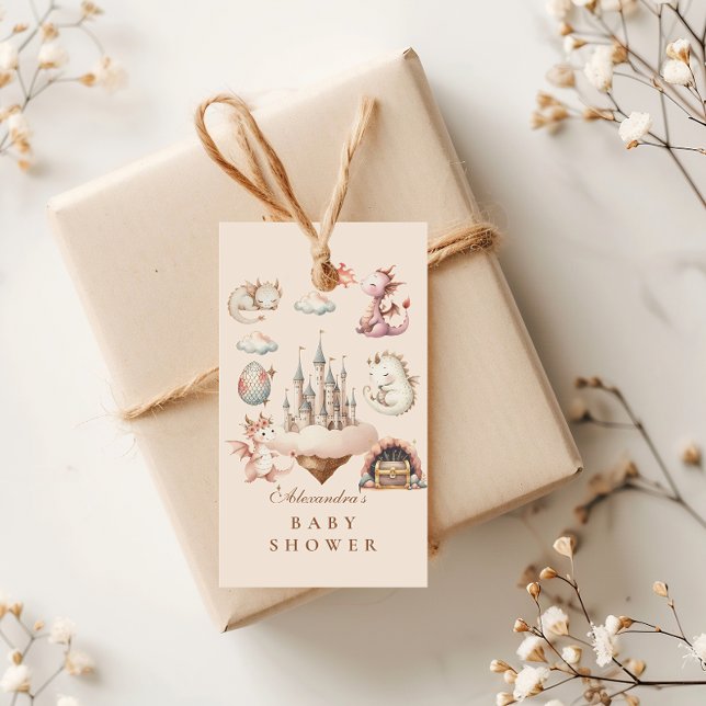 En liten drake är på väg mot babyskabruk presentetikett (Skapare uppladdad)