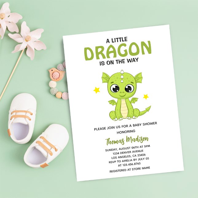 En liten drakes söt lilla pojke baby shower inbjudningar (Skapare uppladdad)