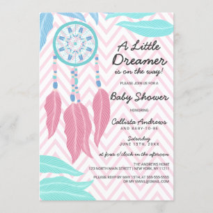 En liten Dreamer Quote Dreamcatcher Baby Shower Inbjudningar