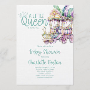 En liten drottning Mardi Gras Float Baby Shower Inbjudningar