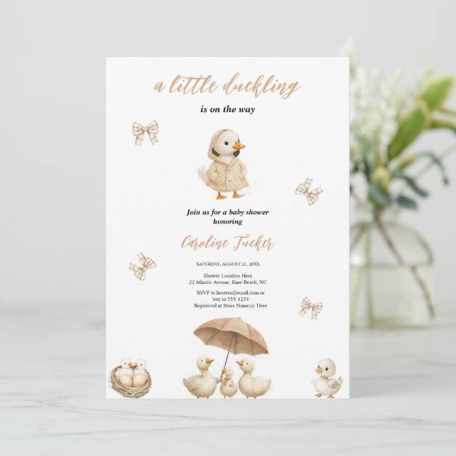 EN LITEN DUCKLING BABYSHOWER ANKOR INVITATION INBJUDNINGAR (Stående Fram)