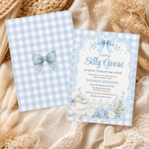 En liten dum gås Blå Cottagecore Baby Shower