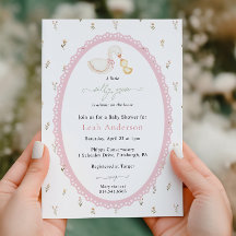 En liten dum gås Rosa flicka baby shower