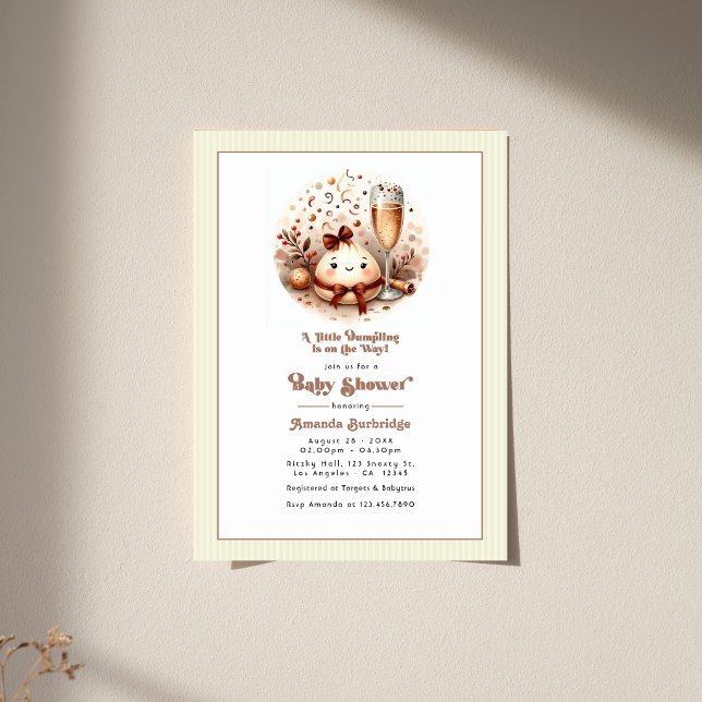 En liten dumplings mocha-mousse baby shower inbjudningar (A Little Dumpling Mocha Mousse Baby Shower Invitation)