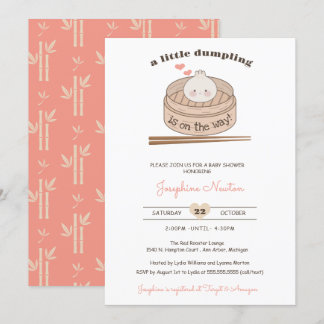 En liten dupling av Baby Bao Girl Shower Inbjudningar