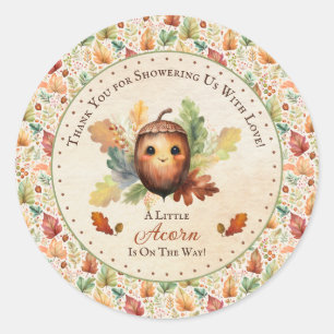 En liten ekollon Fall Baby Shower Runt Klistermärke