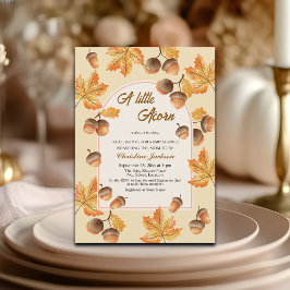 En liten ekollon höst lönnlöv baby shower inbjudningar