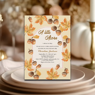 En liten ekollon höst lönnlöv baby shower inbjudningar