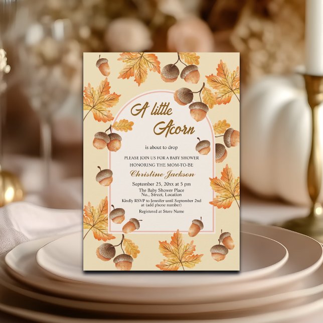En liten ekollon höst lönnlöv baby shower inbjudningar (Skapare uppladdad)