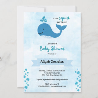 En liten ekort Baby Whale Baby Shower-inbjudan Inbjudningar