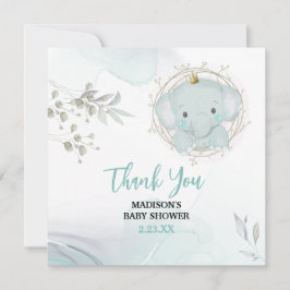 En liten elefant-babybabystövel tack kort