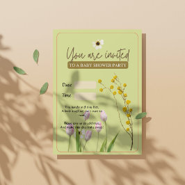 En liten Elegant WildblomGirl Baby Shower Inbjudningar