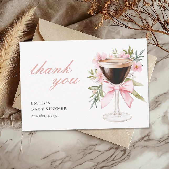 En liten en Espresso Martini Baby Shower Tack Kort (Skapare uppladdad)