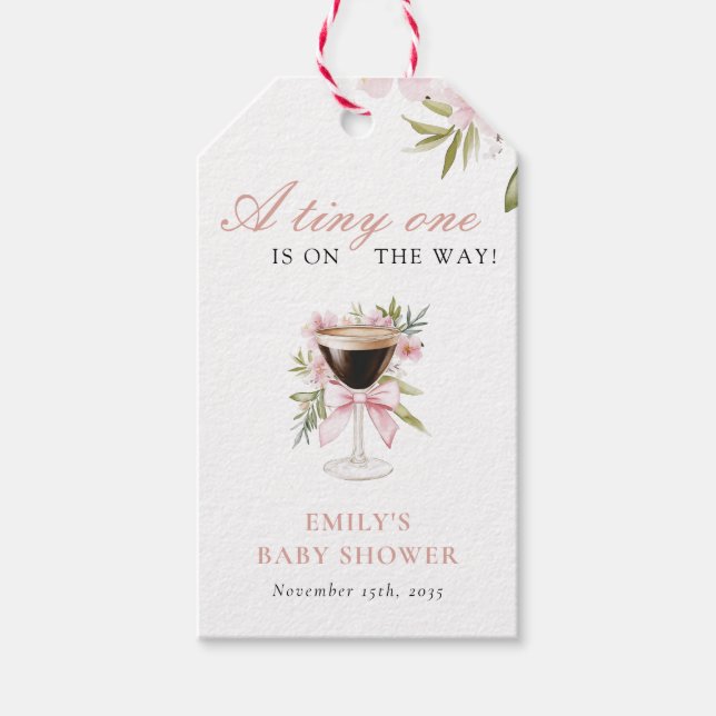 En liten Espresso Martini Baby Shower Presentetikett (Framsidan)