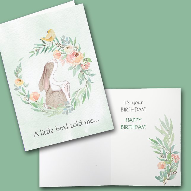 En liten fågel berättade för mig Bunny Birthday Kort (Skapare uppladdad)