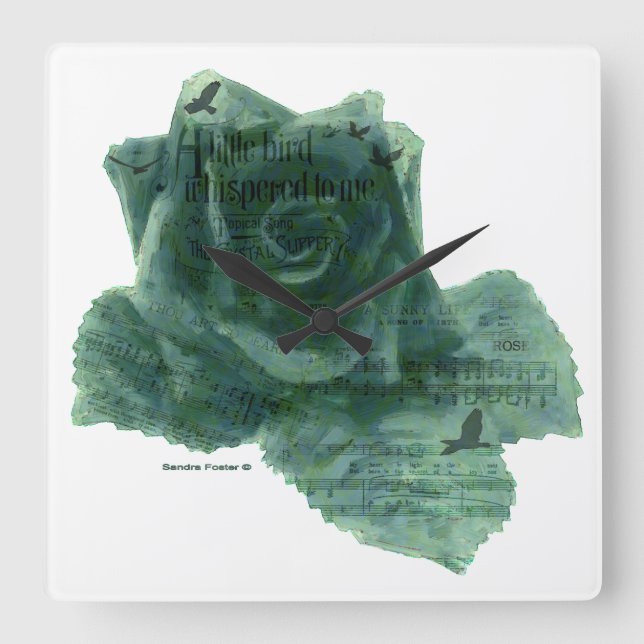 En liten fågel berättade för mig Ro Fyrkantig Klocka (Framsida)