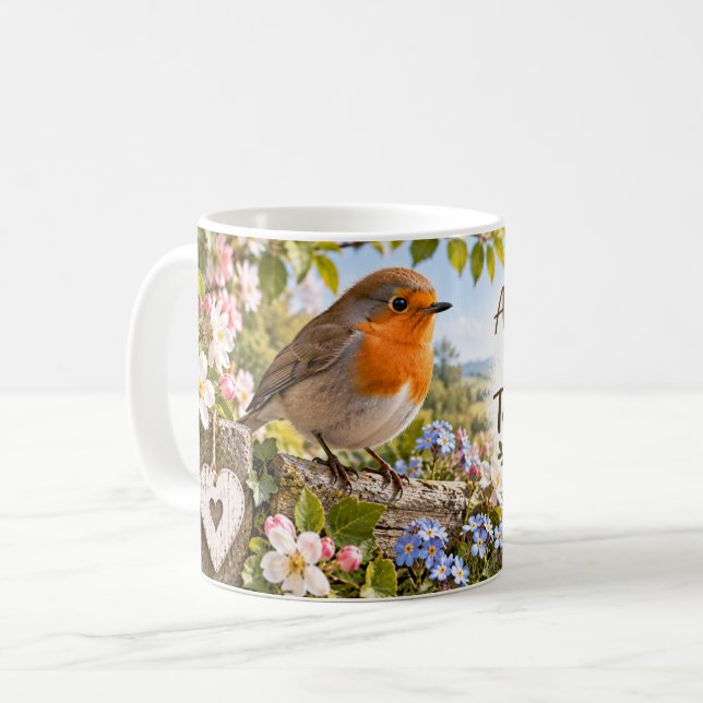 En liten fågel sa mig kaffemugg (Framsida vänster)