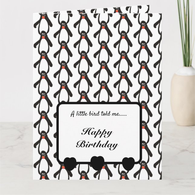 En liten fågel sa Penguins Grattis på födelsedagen Kort (Framsida)