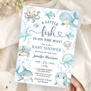 En liten fisk är på väg - Baby Shower-inbjudan Inbjudningar