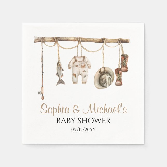 En liten fiskare är på väg till babyskåraren Party Pappersservett (Framsidan)