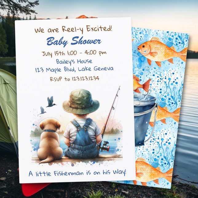 En liten fiskare | Cute Boy's Baby Shower Inbjudningar (Skapare uppladdad)