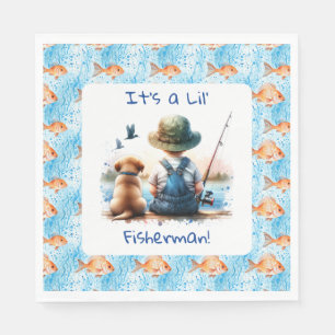 En liten fiskare Cute Boy's Baby Shower Pappersservett