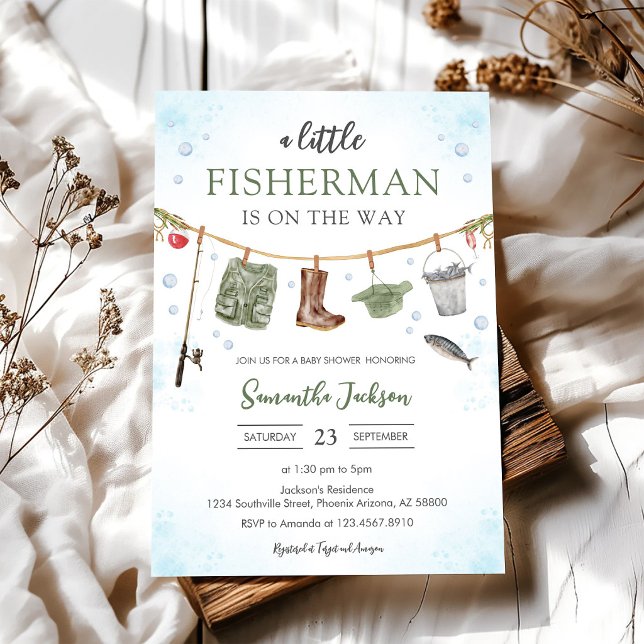 En liten fiskare fiske baby shower inbjudan (Skapare uppladdad)