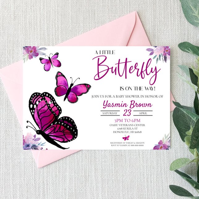 En liten fjäril är på väg! Baby Shower Inbjudningar (Skapare uppladdad)