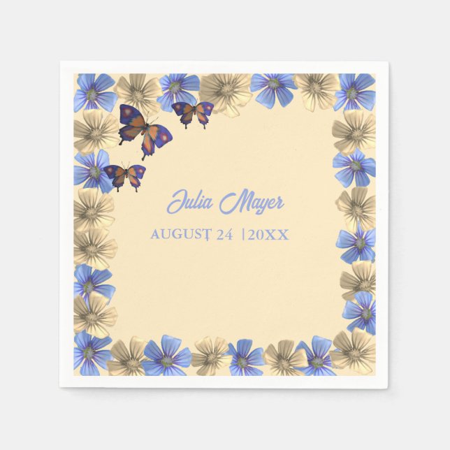 En liten fjäril är på väg till Blommigten Baby Pappersservett (Framsidan)