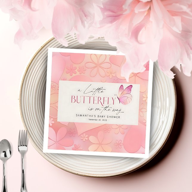 En liten fjäril är på vägen till babyduschen pappersservett (Skapare uppladdad)