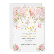 En liten fjäril-babydusch-inbjudan