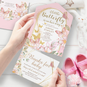 En liten fjäril Barnskor för Rosa i Guld Glitter