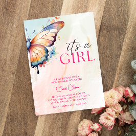 En liten fjäril Blommig fantastisk Baby Shower Inbjudningar